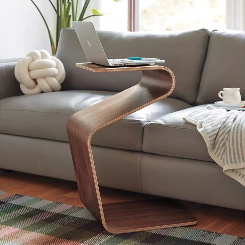 Modern N-type Scandinavian Sofa Side Table Solid Wood Bedside Balcony Corner Table