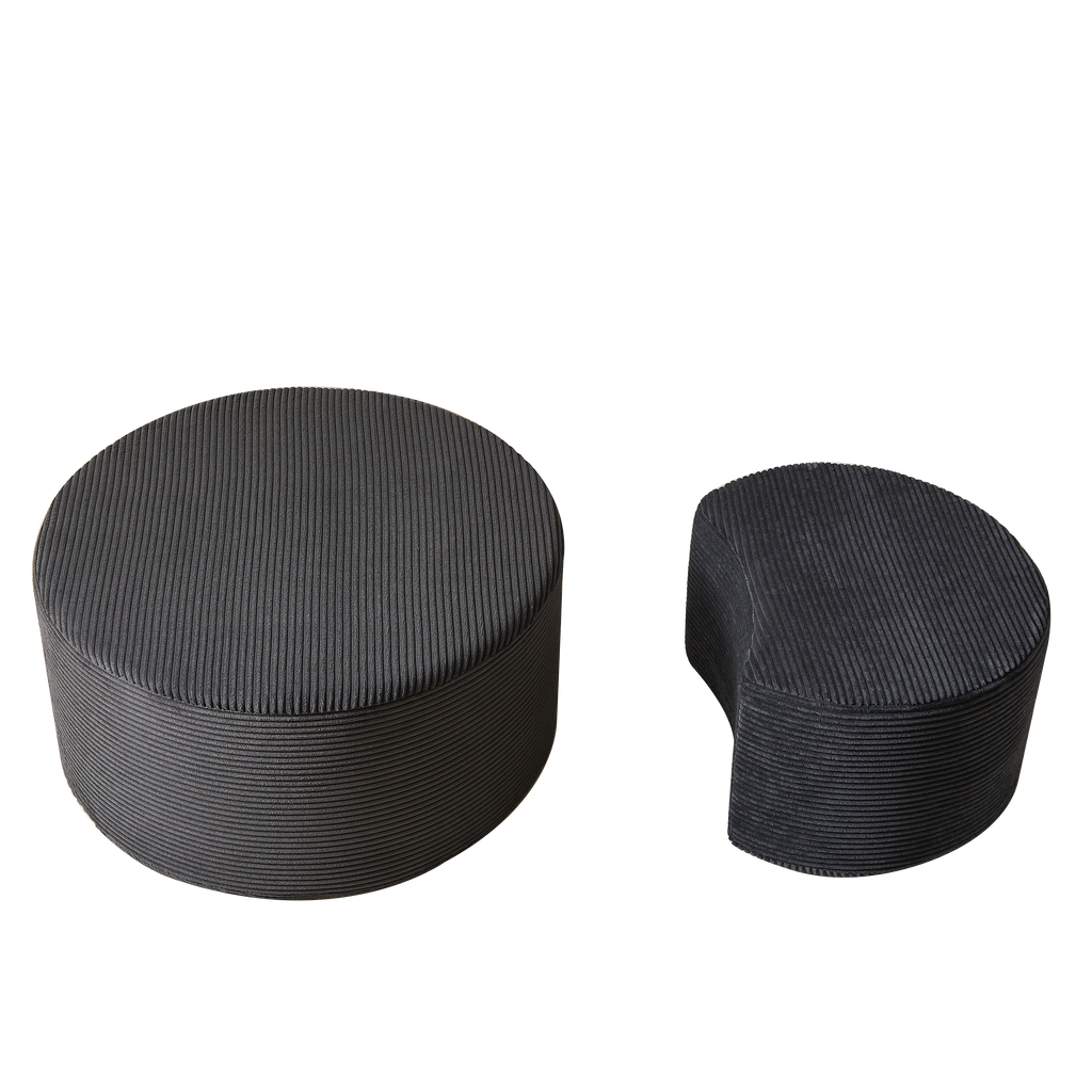 Upholstered Round Coffee Tables Set Of 2 For Living Room, Modern Foam Round Coffee Table Side Table End Table Ottoman, No Assembly by CABINSGATE SMART FURNITURE