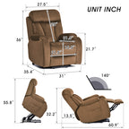 Lift Chair Recliner For Elderly Power Remote Control Recliner Sofa Relax Soft Chair Anti-skid Australia Cashmere Fabric Furniture Living Room Brown by CABINSGATE SMART FURNITURE