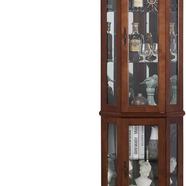 Corner Rare Cabinet With Lights, Excluding E26 Light Bulbs by CABINSGATE SMART FURNITURE