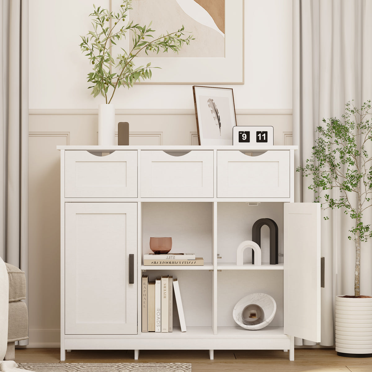 Cabinets With Drawers And Shelves, Living Room, Bedroom, Bathroom Decor Cabinets Furniture Home Decor - White by CABINSGATE SMART FURNITURE