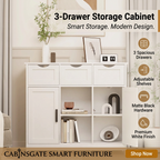 Cabinets With Drawers And Shelves, Living Room, Bedroom, Bathroom Decor Cabinets Furniture Home Decor - White by CABINSGATE SMART FURNITURE