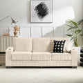 Compressed Fabric Beige 3-Seater Couch, Furniture For Living Room,Bedroom,office 83.86 Corduroy Fabric Sofa by CABINSGATE SMART FURNITURE