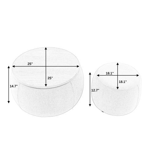 Circular Storage Footstool 2-in-1 Function by CABINSGATE SMART FURNITURE
