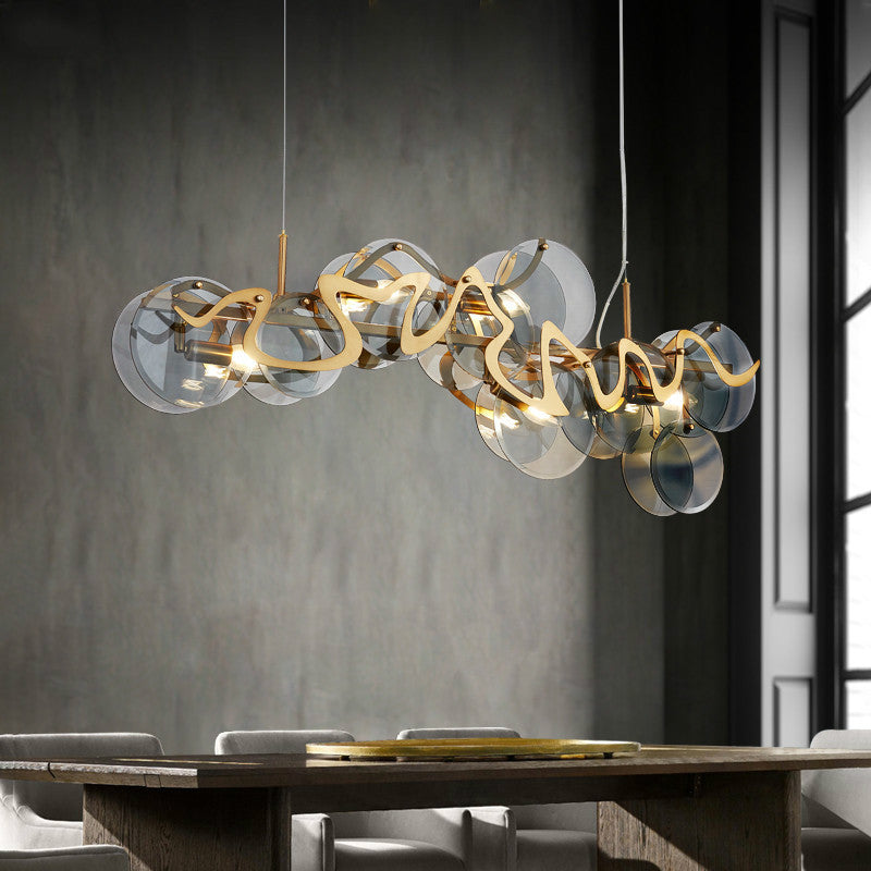 Modern Minimalist Restaurant Table Bar Glass Chandelier by CABINSGATE SMART FURNITURE