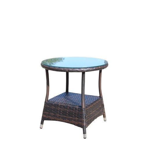 Outdoor Patio Furniture 1 Round Coffee Table With Clear Tempered Glass by CABINSGATE SMART FURNITURE