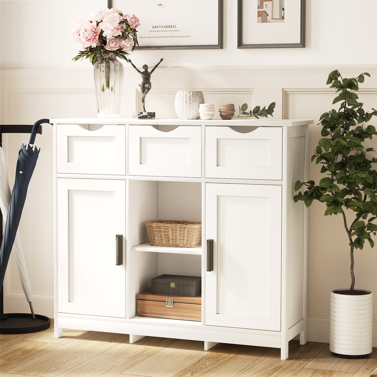Cabinets With Drawers And Shelves, Living Room, Bedroom, Bathroom Decor Cabinets Furniture Home Decor - White by CABINSGATE SMART FURNITURE