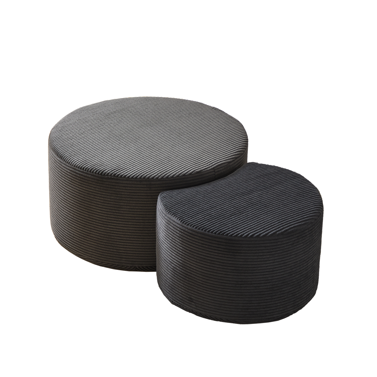 Upholstered Round Coffee Tables Set Of 2 For Living Room, Modern Foam Round Coffee Table Side Table End Table Ottoman, No Assembly by CABINSGATE SMART FURNITURE