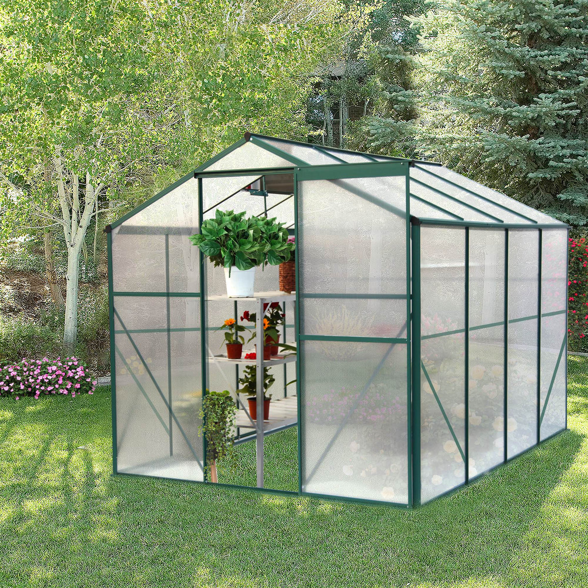 Polycarbonate Greenhouse,6X8 Ft Heavy Duty Walk-in Plant Garden Greenhouse For Backyard,Outdoor by CABINSGATE SMART FURNITURE