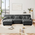 Luxury Modular Sectional Sofa Couch - Oversized U Shaped Cloud Couch For Living Room,Deep Seat Sofa Couch With 2 Ottomans ,Chenille Gray by CABINSGATE SMART FURNITURE