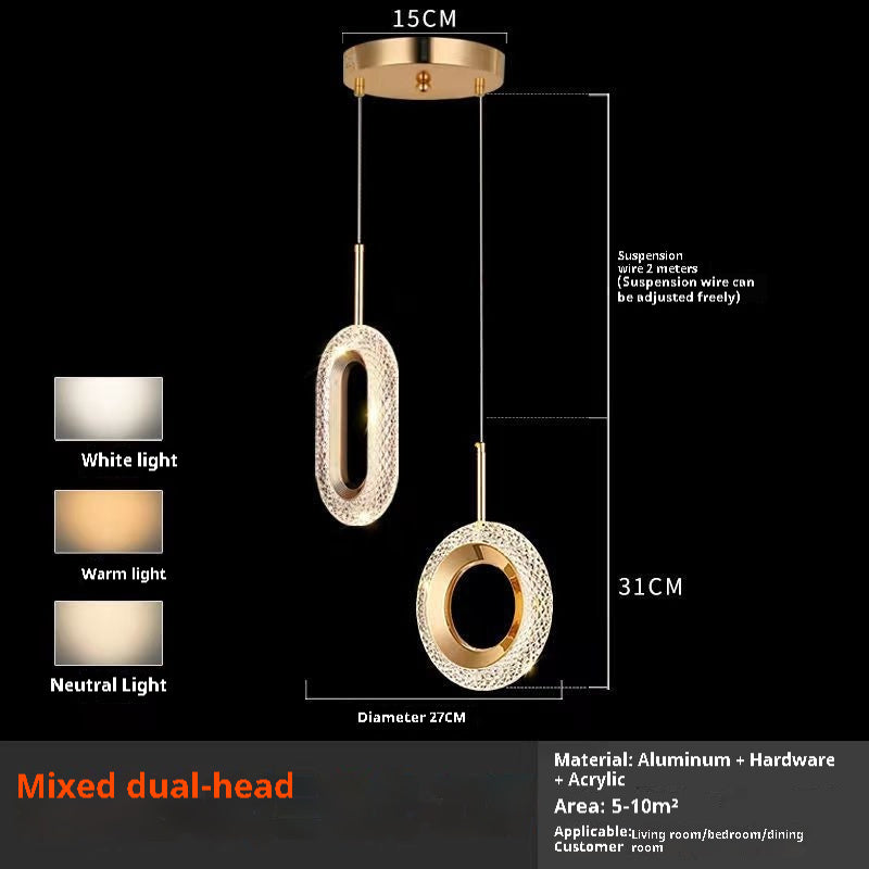 Light Luxury Bedroom Bedside Chandelier Modern Minimalist Long Line Small Droplight by CABINSGATE SMART FURNITURE