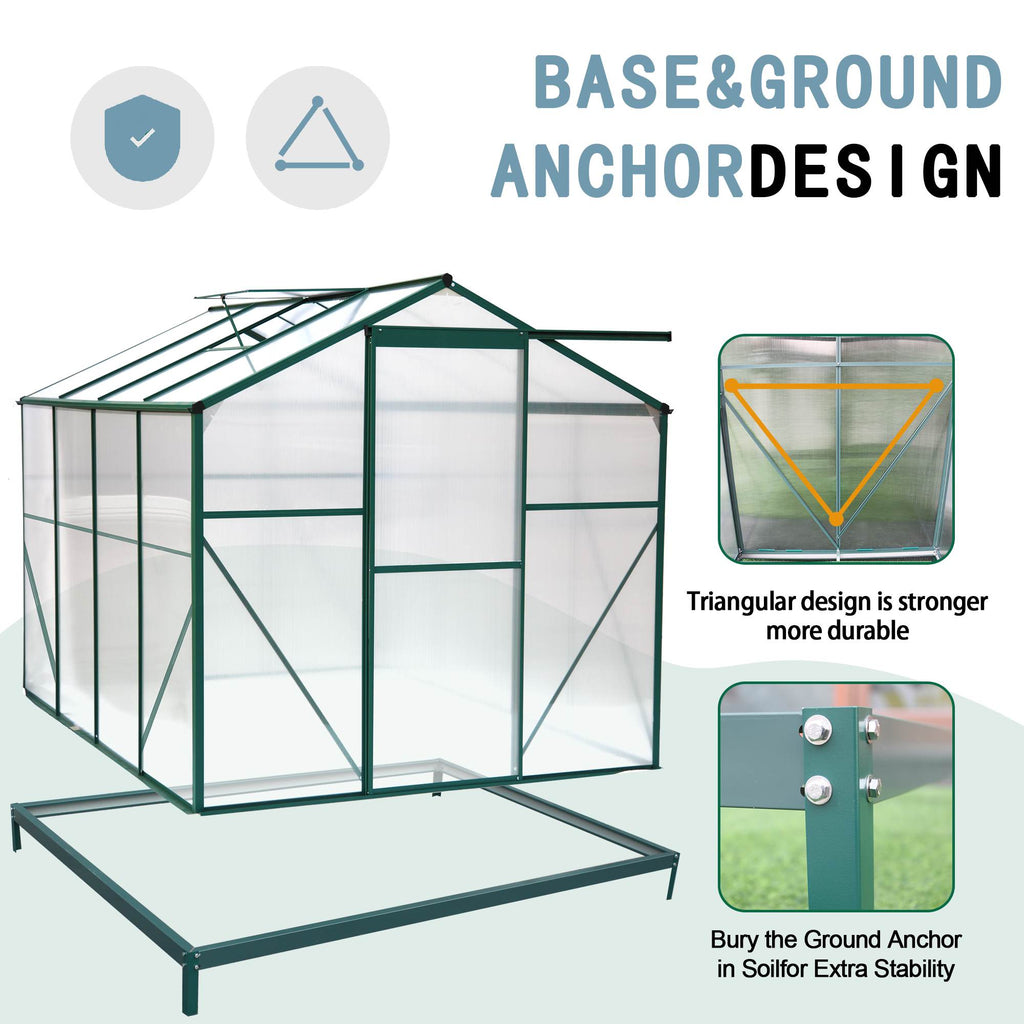Polycarbonate Greenhouse,6X8 Ft Heavy Duty Walk-in Plant Garden Greenhouse For Backyard,Outdoor by CABINSGATE SMART FURNITURE