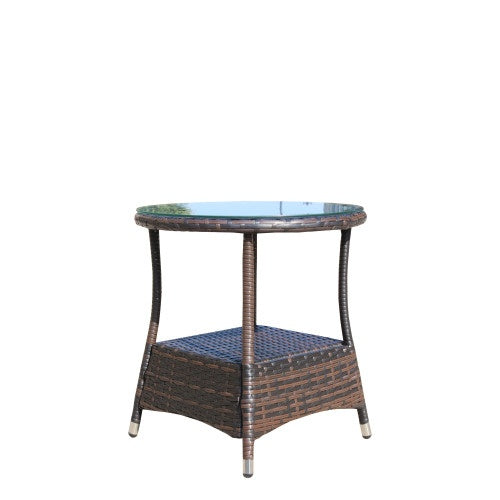Outdoor Patio Furniture 1 Round Coffee Table With Clear Tempered Glass by CABINSGATE SMART FURNITURE