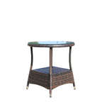 Outdoor Patio Furniture 1 Round Coffee Table With Clear Tempered Glass by CABINSGATE SMART FURNITURE