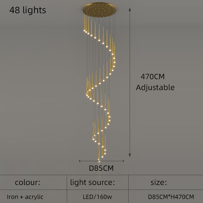 Creative Modern Minimalist Atmosphere Personality Living Room Long Chandelier by CABINSGATE SMART FURNITURE