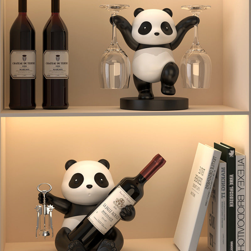 Panda Red Wine Rack Decoration, Wine Cabinet Combination Light by CABINSGATE SMART FURNITURE