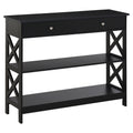 Console Table Side Desk W/ Shelves Drawers Open Top X Support Frame Living Room Hallway Home Office Furniture Black by CABINSGATE SMART FURNITURE