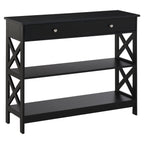Console Table Side Desk W/ Shelves Drawers Open Top X Support Frame Living Room Hallway Home Office Furniture Black by CABINSGATE SMART FURNITURE