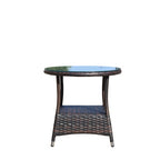 Outdoor Patio Furniture 1 Round Coffee Table With Clear Tempered Glass by CABINSGATE SMART FURNITURE