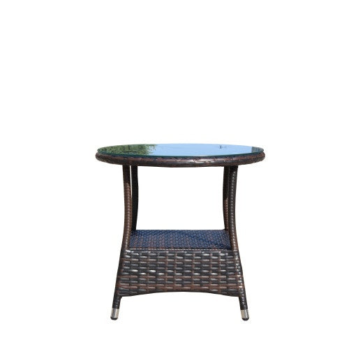 Outdoor Patio Furniture 1 Round Coffee Table With Clear Tempered Glass by CABINSGATE SMART FURNITURE