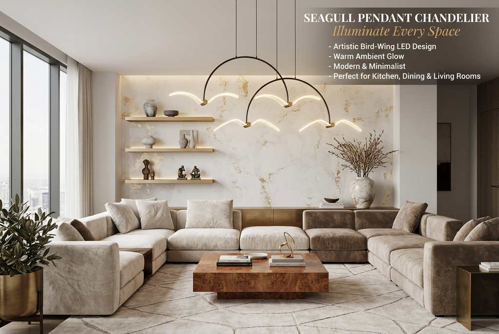 Modern Minimalist Bedroom Showroom Window Seagull Led Chandelier by CABINSGATE SMART FURNITURE