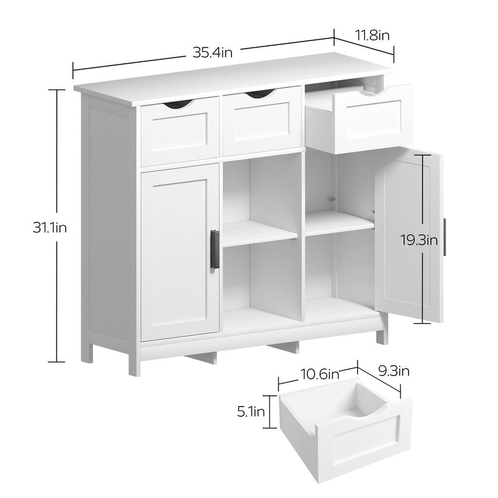 Cabinets With Drawers And Shelves, Living Room, Bedroom, Bathroom Decor Cabinets Furniture Home Decor - White by CABINSGATE SMART FURNITURE