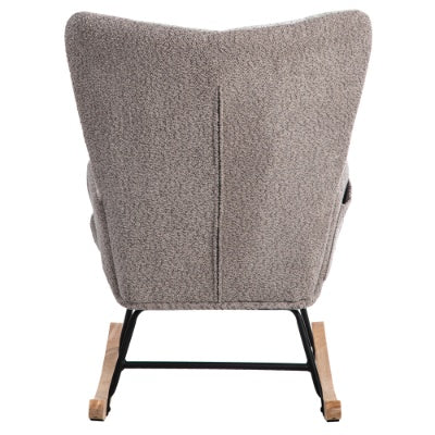 Rocking Chair, Fabric Relaxing Chair Wingback Accent Chair With Solid Wood Legs, Accent Armchair With Ottoman Single Sofa, Chair With Footstool And Pillow For Home Living Room Bedroom, Multicolour by CABINSGATE SMART FURNITURE