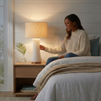 Cascade Glass Lamp Golden Base Off White Glass Table Lamp by CABINSGATE SMART FURNITURE