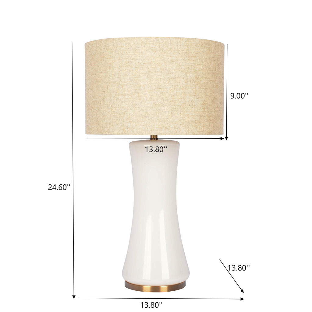 Cascade Glass Lamp Golden Base Off White Glass Table Lamp by CABINSGATE SMART FURNITURE
