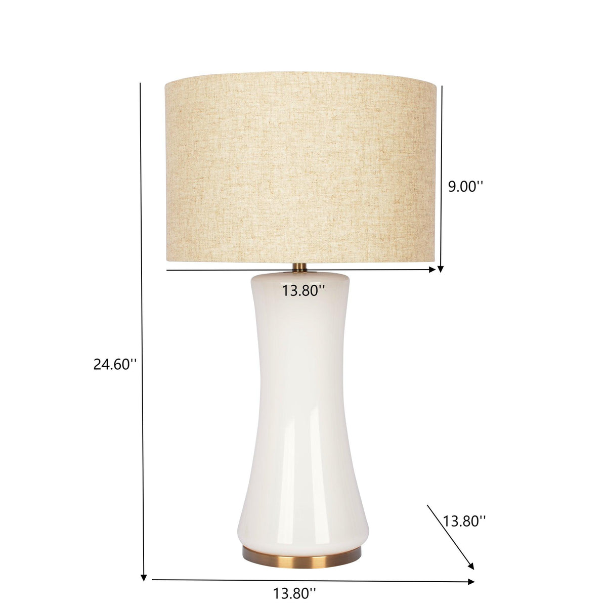 Cascade Glass Lamp Golden Base Off White Glass Table Lamp by CABINSGATE SMART FURNITURE