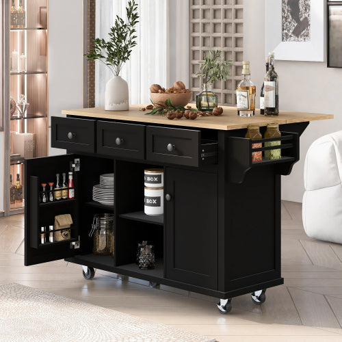 Kitchen Trolley With Rubberwood Folding Leaf Countertops by CABINSGATE SMART FURNITURE