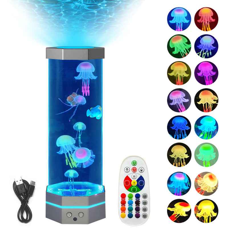 Jellyfish Lava Lamp - 17 Color Changing Oceanic Nightlight with Remote Control