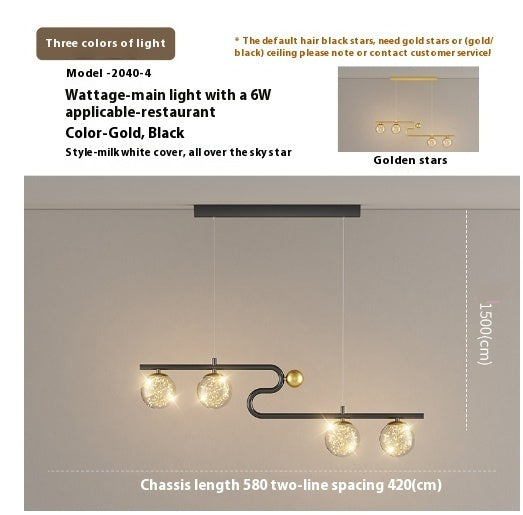 Simple Modern Creative Rectangle Dining Table Starry Chandelier by CABINSGATE SMART FURNITURE