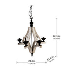 6 - Light Wood Chandelier With Adjustable Chain For Kitchen, Dining Hall Entrance, Bulb Not Included by CABINSGATE SMART FURNITURE