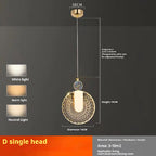 Light Luxury Bedroom Bedside Chandelier Modern Minimalist Long Line Small Droplight by CABINSGATE SMART FURNITURE