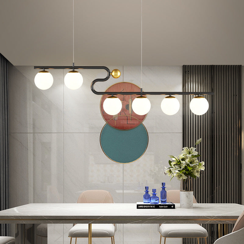 Simple Modern Creative Rectangle Dining Table Starry Chandelier by CABINSGATE SMART FURNITURE