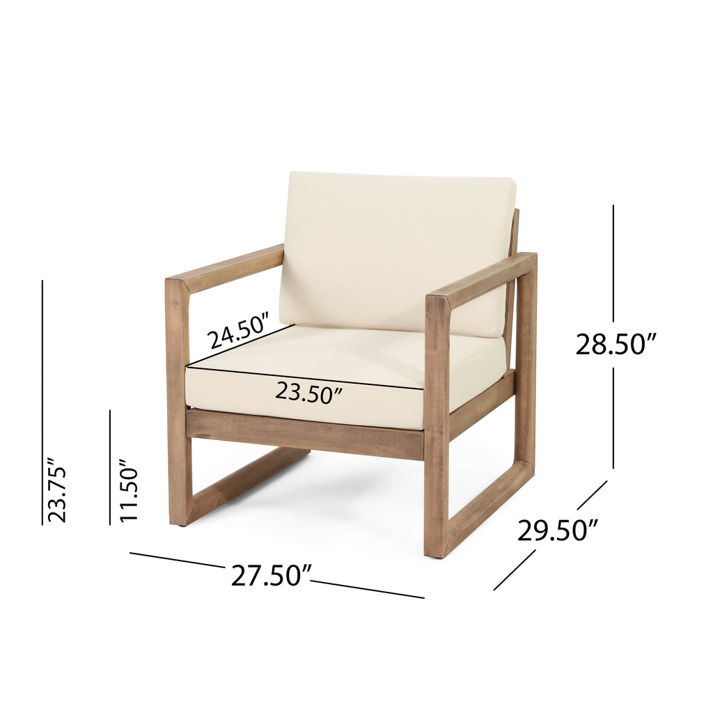 4-Pieces Acacia Wood Patio Furniture Set, Outdoor Furniture With Coffee Table, Patio Conversation Set Deep Seating With Soft Cushion, Porch Chairs For Porch Balcony, Brown Wash, Beige by CABINSGATE SMART FURNITURE