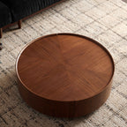 Circular Walnut Design Coffee Tables, Suitable For Bedrooms, Living Rooms, And Offices 39.3-inch
