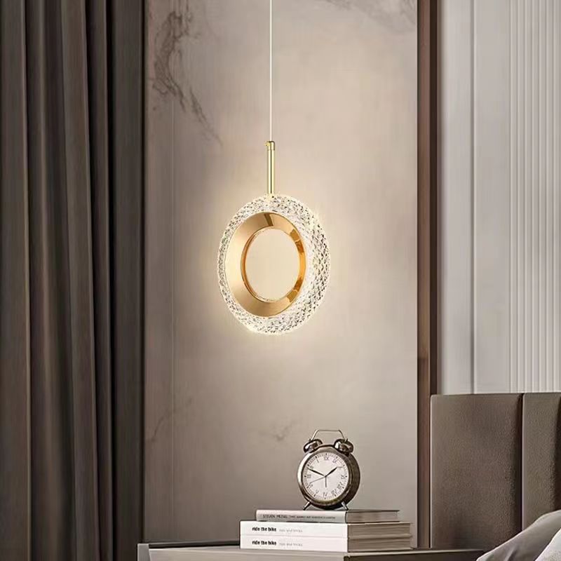 Light Luxury Bedroom Bedside Chandelier Modern Minimalist Long Line Small Droplight by CABINSGATE SMART FURNITURE