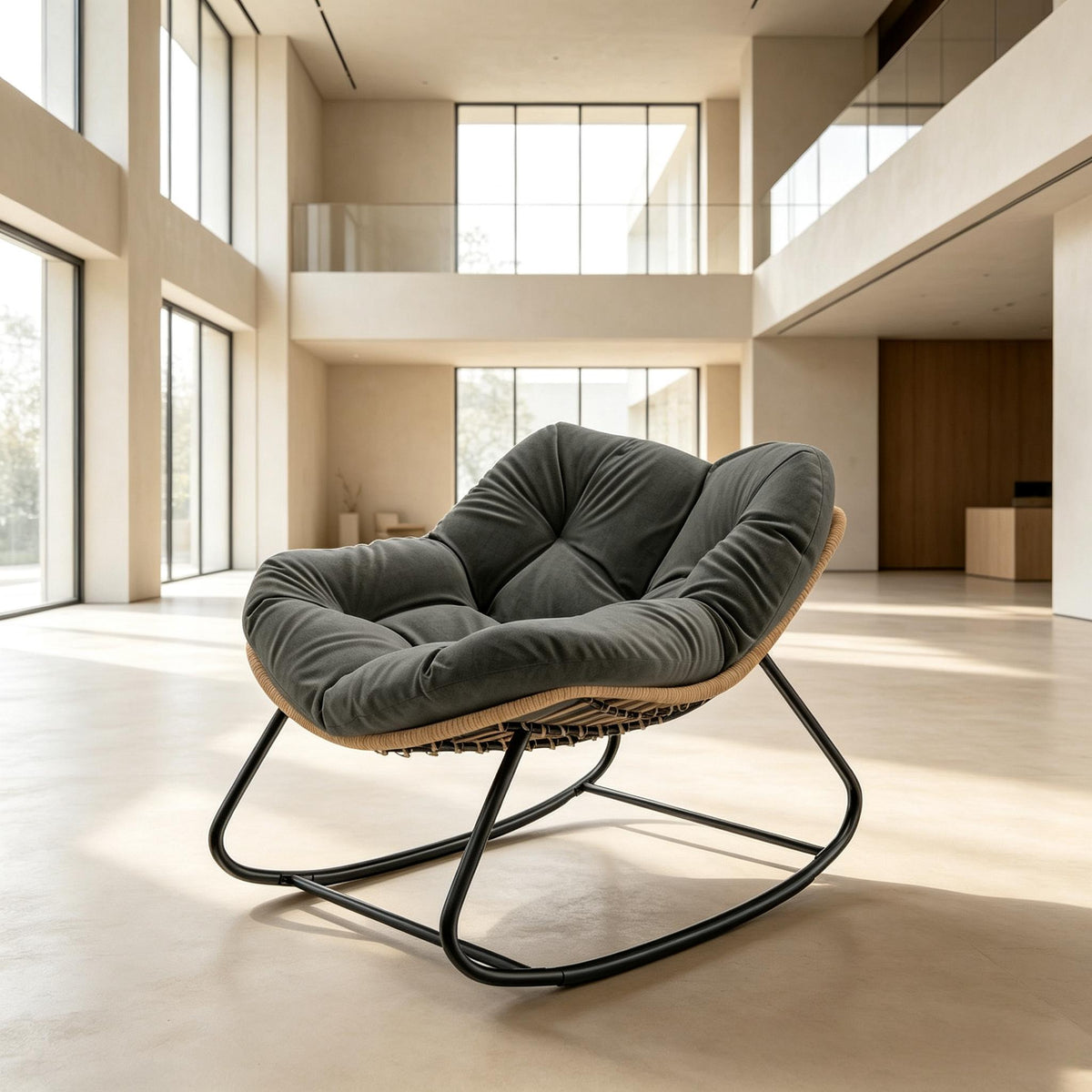 Rocking Egg Chair, Oversized Design with Cushion, Indoor Outdoor Furniture for Backyard, Patio, Garden by CABINSGATE SMART FURNITURE