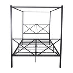 Metal Canopy Bed Frame, Platform Bed Frame Queen With X Shaped Frame Queen Black by CABINSGATE SMART FURNITURE