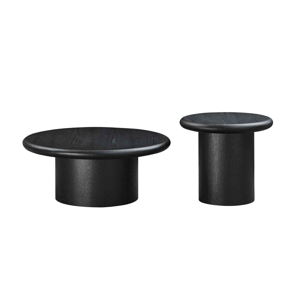 2-Piece Modern Round Coffee Table Set For Living Room,Easy Assembly Coffee Tables, End Side Tables For Leisure Area