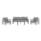 4-Pieces Outdoor Metal Patio Furniture Set, 5-Seat Patio Furniture Sofa Set With Cushion, Modern Outdoor Furniture Deep Seating For Porch, Garden, Backyard, Balcony, Grey & Natural by CABINSGATE SMART FURNITURE