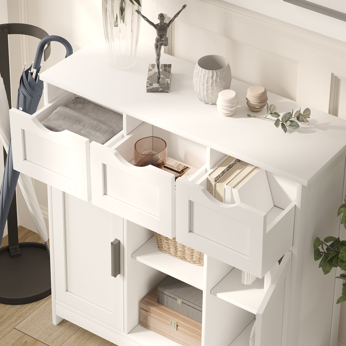 Cabinets With Drawers And Shelves, Living Room, Bedroom, Bathroom Decor Cabinets Furniture Home Decor - White by CABINSGATE SMART FURNITURE