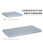 3 PCs Outdoor Seat Cushion For Rattan Furniture, Garden Furniture Cushions, Grey by CABINSGATE SMART FURNITURE