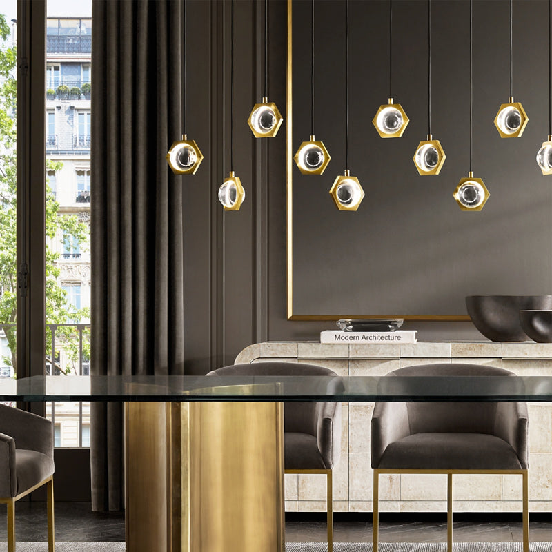 Full Copper Crystal Minimalist Living Room Dining Room Chandelier by CABINSGATE SMART FURNITURE