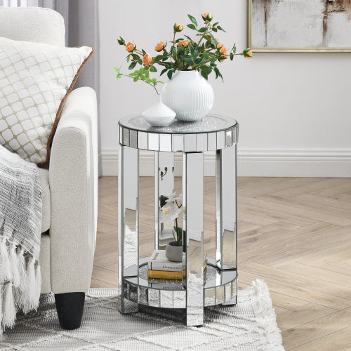 Crystal Inlaid Mirror Round Table by CABINSGATE SMART FURNITURE