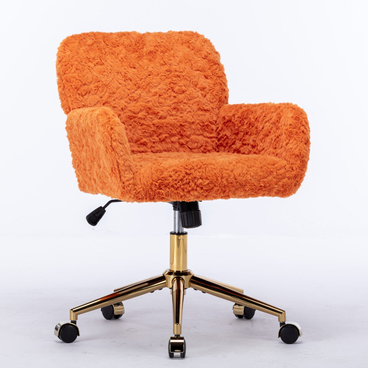 AA Furniture Office Chair,Artificial Rabbit Hair Home Office Chair With Golden Metal Base,Adjustable Desk Chair Swivel Office Chair,Vanity Chair Orange by CABINSGATE SMART FURNITURE