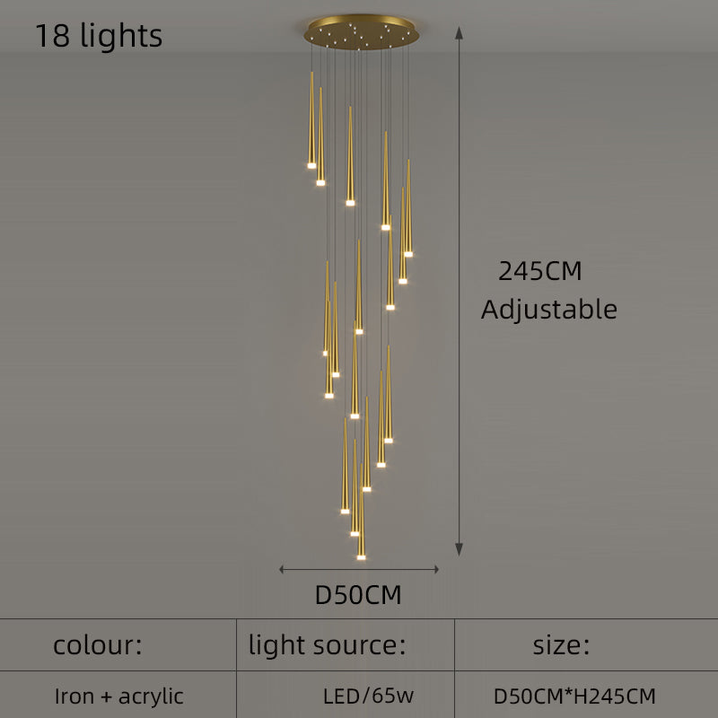 Creative Modern Minimalist Atmosphere Personality Living Room Long Chandelier by CABINSGATE SMART FURNITURE