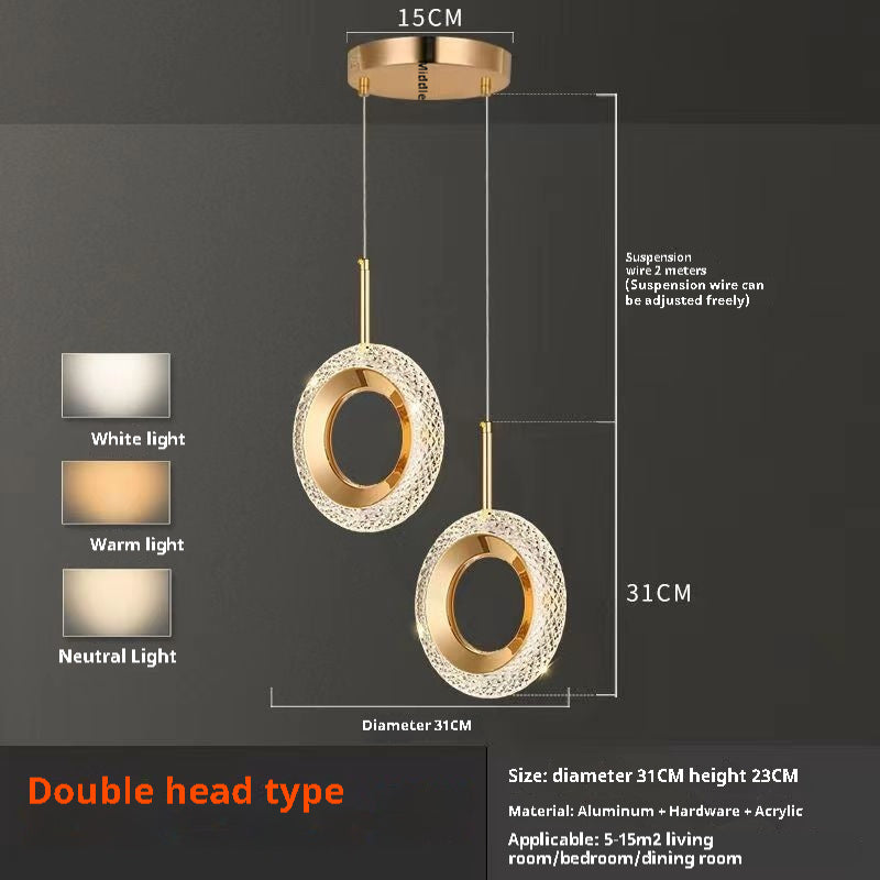 Light Luxury Bedroom Bedside Chandelier Modern Minimalist Long Line Small Droplight by CABINSGATE SMART FURNITURE